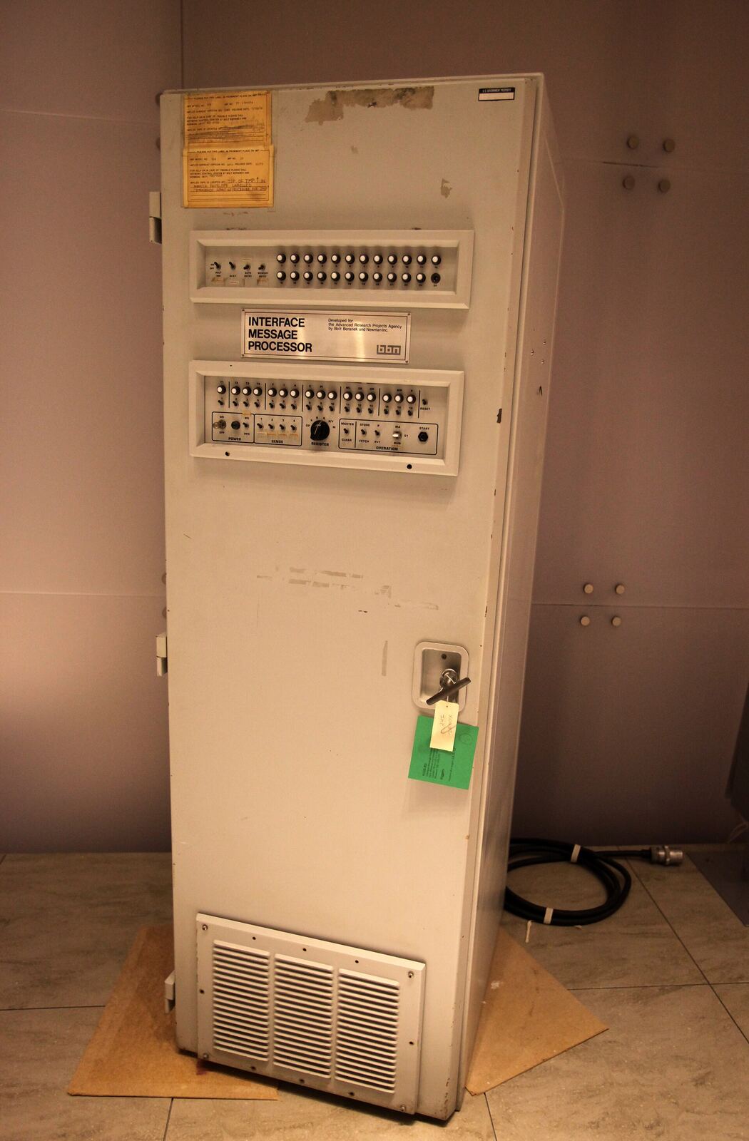 A vintage IBM Interface Message Processor, a key piece of networking equipment for the early APRANET.